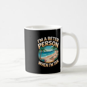 When I'm Tan Vintage Palm Trees Ocean Retro Beach Coffee Mug