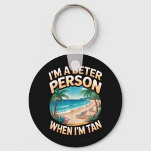 When Im Tan Vintage Palm Trees Ocean Retro Beach Key Ring