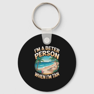 When I'm Tan Vintage Palm Trees Ocean Retro Beach Key Ring