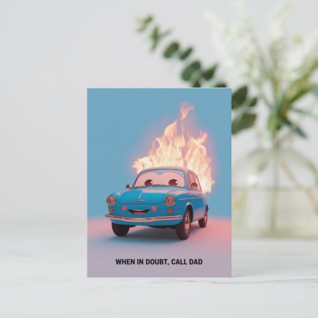When In Doubt Call Dad Funny Father's Day For Dad  Postcard (Standing Front)