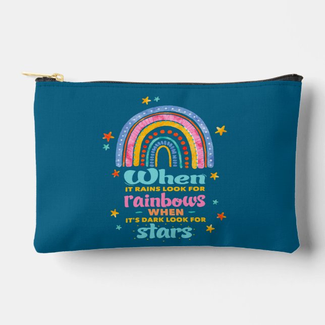 When It Rains Look For Rainbows Accessory Pouch (Front)