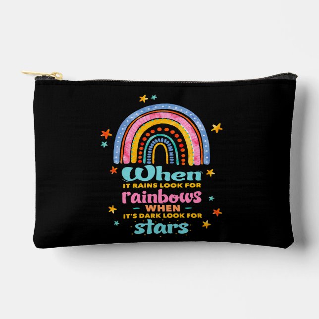 When It Rains Look For Rainbows Accessory Pouch (Front)