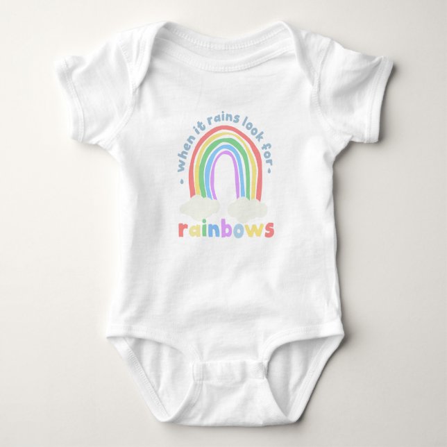 When It Rains Look for Rainbows Baby One-Piece Baby Bodysuit (Front)