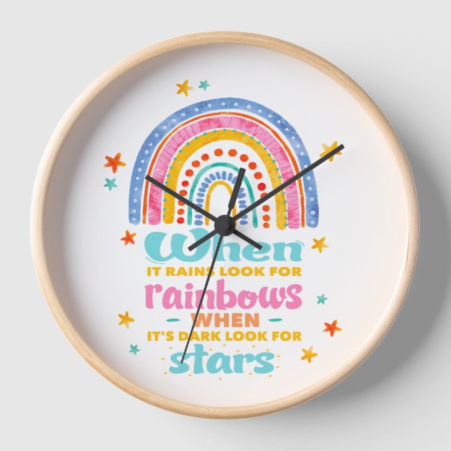 When It Rains Look For Rainbows Clock (Front)