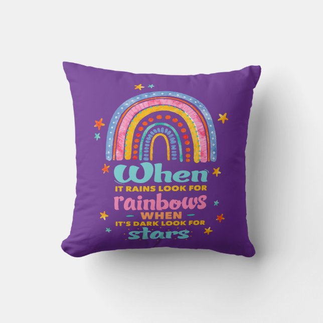 When It Rains Look For Rainbows Cushion (Front)