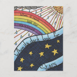 When it rains look for rainbows postcard