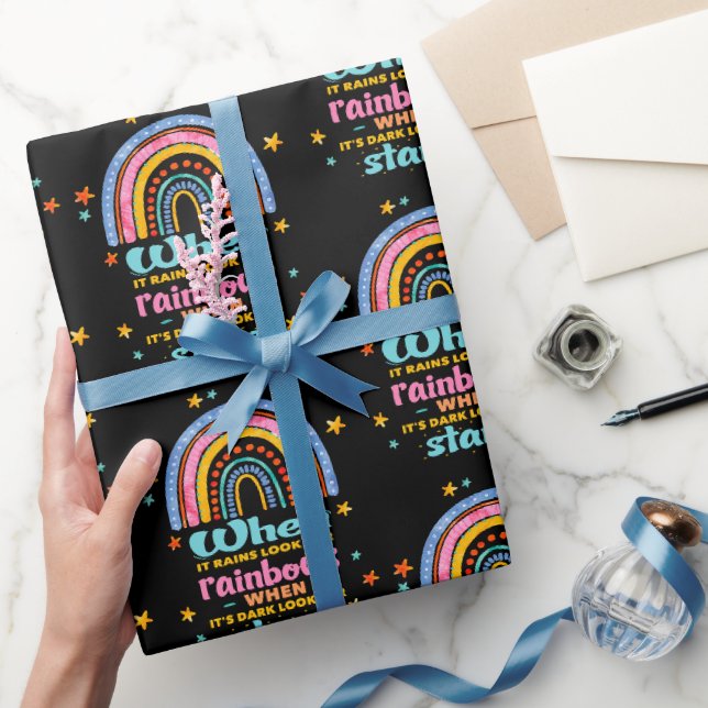 When It Rains Look For Rainbows Wrapping Paper (Gifting)