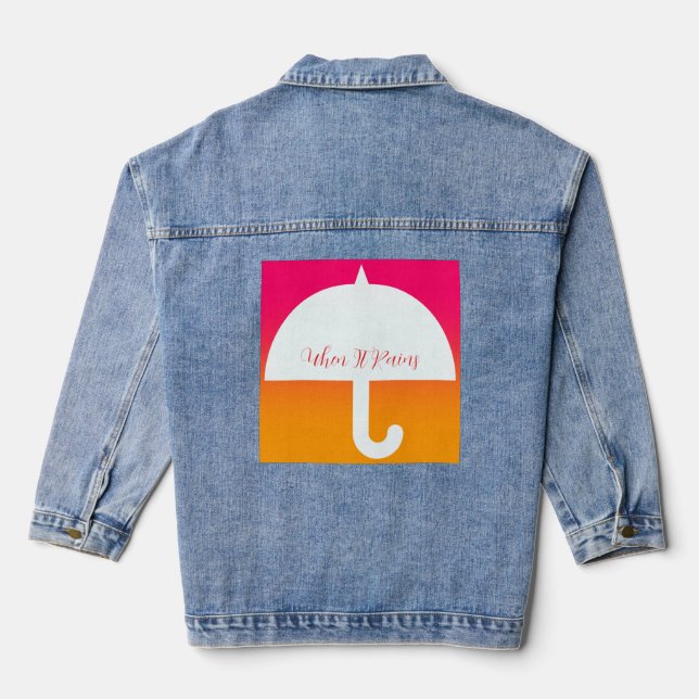 When It Rains Umbrella Logo Denim Jacket (Back)