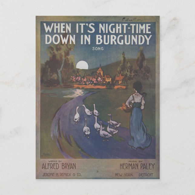 When It’s Night-Time Down In Burgundy Postcard (Front)