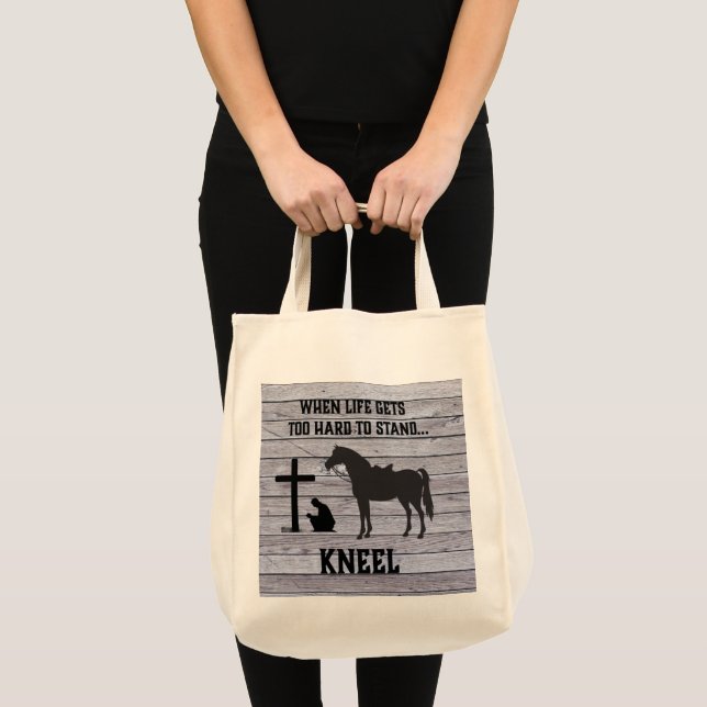 When life gets hard, Kneel Tote Bag (Front (Product))