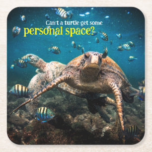 When life gets tough, just keep swimming square paper coaster