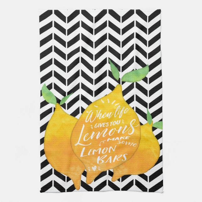 When Life Gives Lemons Make Lemon Bars Chevron Tea Towel (Vertical)
