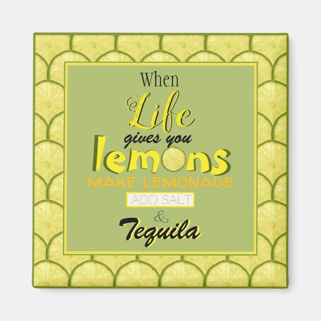 When life gives you lemons funny retro typography magnet (Front)