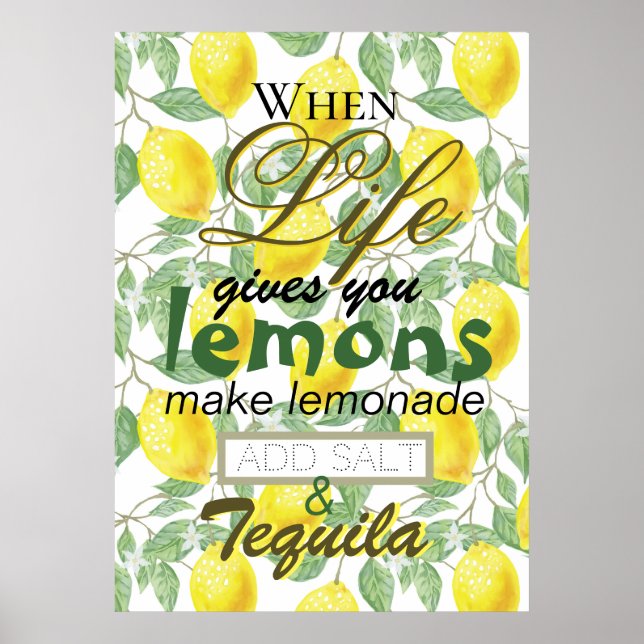 When life gives you lemons funny retro typography poster (Front)