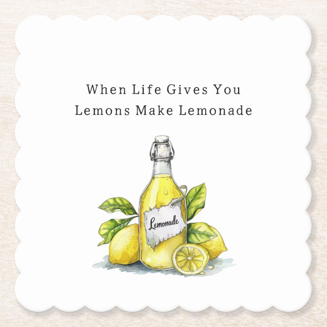 When Life Gives You Lemons Lemonade Paper Coaster (Front)