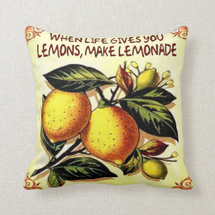 when life gives you lemons make lemonade cushion