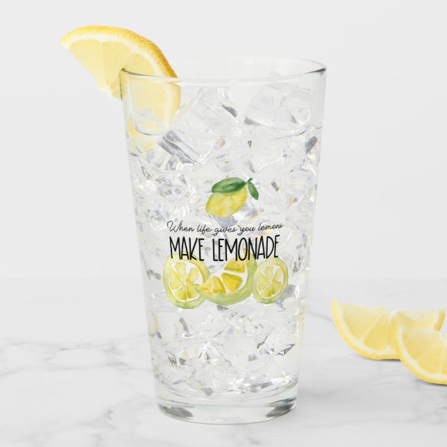 When life gives you lemons make lemonade quote glass (Front Ice)