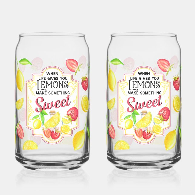 'When Life Gives You Lemons, Make Something Sweet' Can Glass (Left)