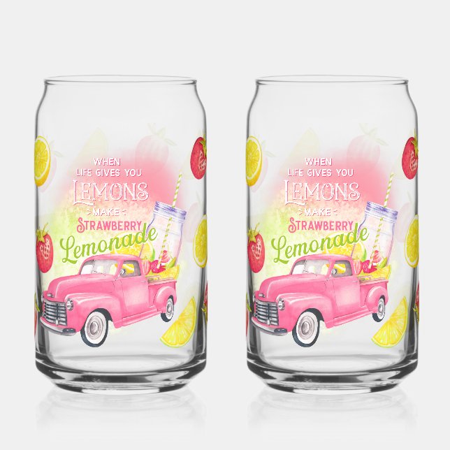 'When Life Gives You Lemons, Make Strawberry Lemon Can Glass (Left)
