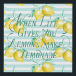 When Life Gives You Lemons | Motivational Quote Faux Canvas Print<br><div class="desc">When life gives you lemons, make lemonade in chic script lettering on lemon print background. Add your custom wording to this design by using the "Edit this design template" boxes on the right hand side of the item, or click the blue "Customise it" button to arrange the text, change the...</div>