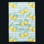 When Life Gives You Lemons | Motivational Quote  Tea Towel<br><div class="desc">When life gives you lemons, make lemonade in chic script lettering on lemon print background. Add your custom wording to this design by using the "Edit this design template" boxes on the right hand side of the item, or click the blue "Customise it" button to arrange the text, change the...</div>