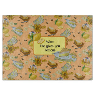 when life gives you lemons pattern cutting board