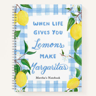 When life gives you lemons watercolor Gingham Notebook