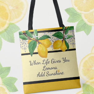 When Life Gives You Lemons Yellow Amalfi Quote Tote Bag