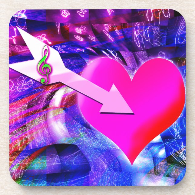 When Music arrow targeted heart Coaster (Front)