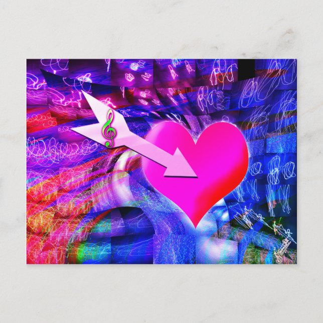 When Music arrow targeted heart Postcard (Front)
