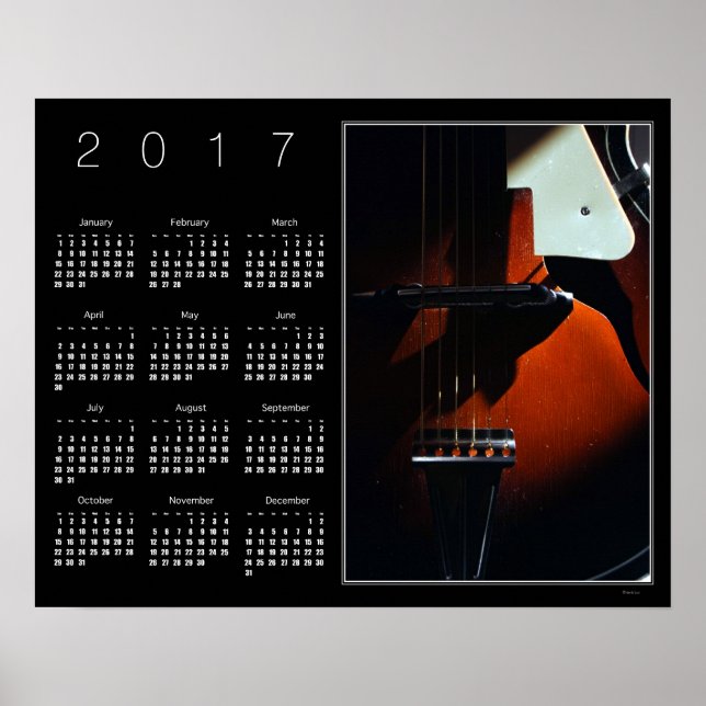 When My Guitar Gently Sleeps Calendar Poster 2017 (Front)