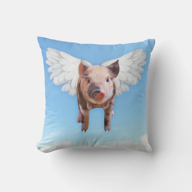 When Pigs Fly Cute Square Pillow (Front)