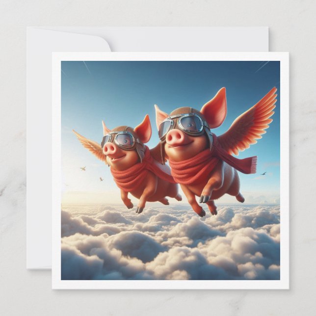 When pigs fly! Flying pig invitation, achievement  Invitation (Front)