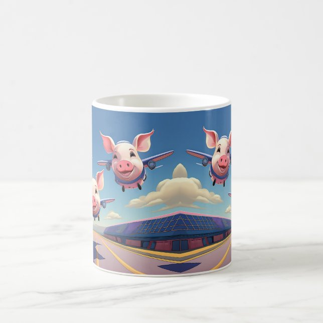When Pigs Fly Funny Airplane Pigs Coffee Mug (Center)