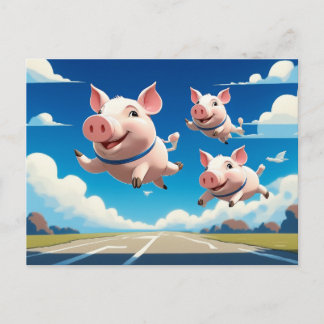 When Pigs Fly Funny Winged Pigs Postcard