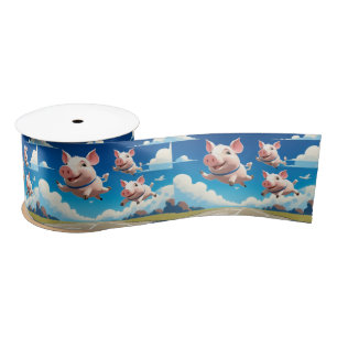 When Pigs Fly Funny Winged Pigs Satin Ribbon