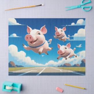 When Pigs Fly Funny Winged Pigs Tissue Paper
