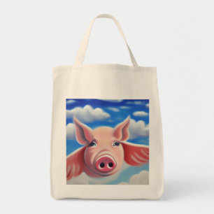 When Pigs Fly Grocery Tote Bag
