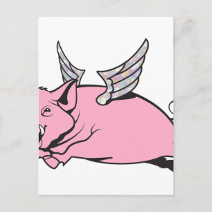 when pigs fly postcard