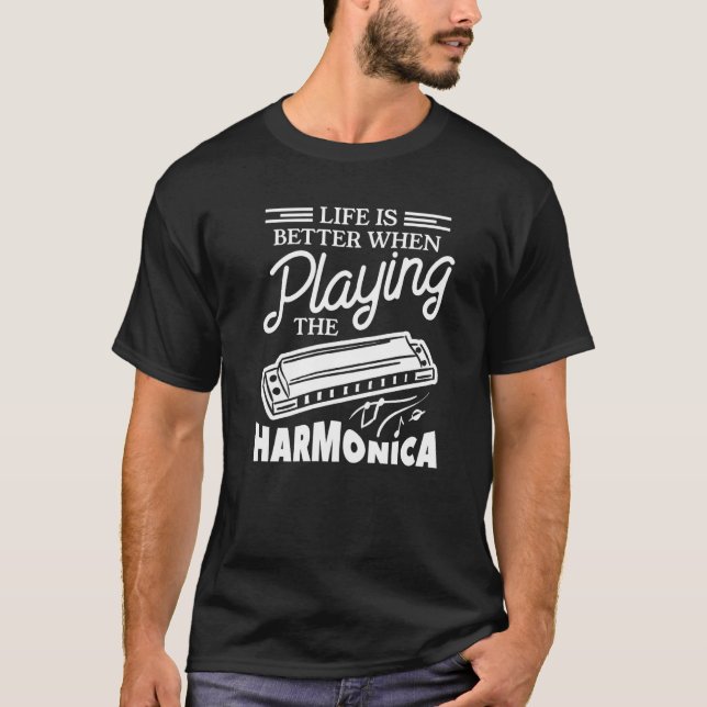 When Playing The Harmonica Harmonicist T-Shirt (Front)