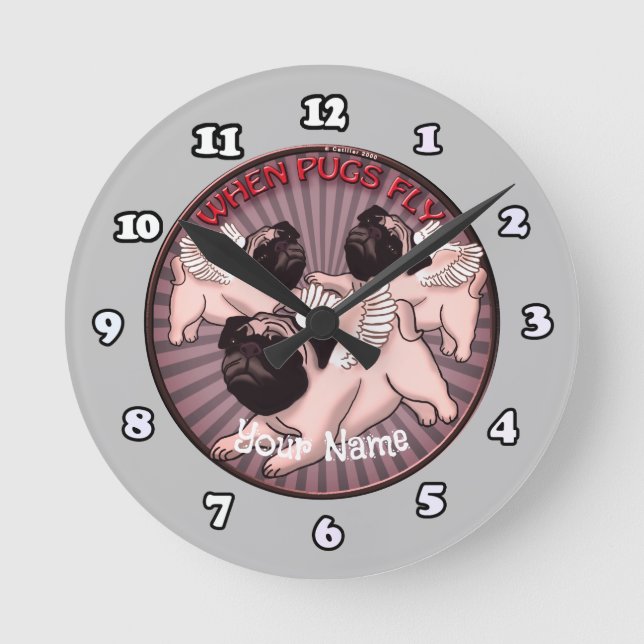 When Pugs Fly Round Clock (Front)