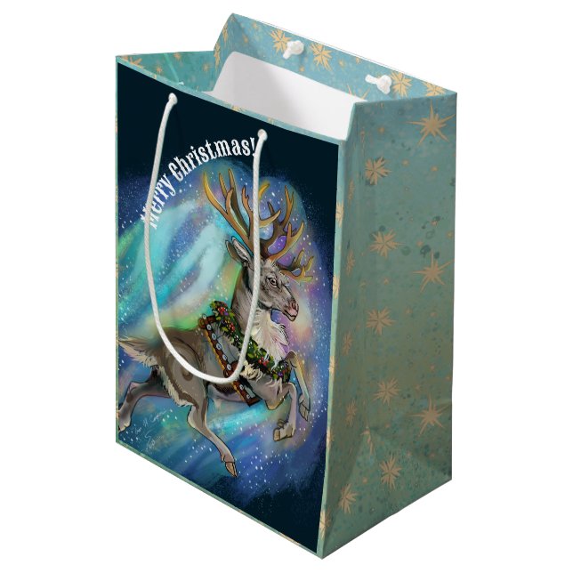 When Reindeer Fly Medium Gift Bag (Front Angled)