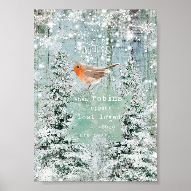 when robins appear christmas winter sign (Front)