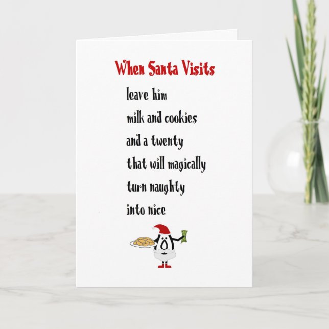 When Santa Visits, A Funny Merry Christmas Poem Card (Front)