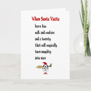 When Santa Visits, A Funny Merry Christmas Poem Card