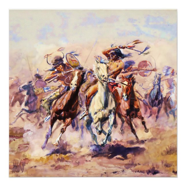 “When Sioux and Blackfeet Meet” by Charles M Russe Photo Print (Front)