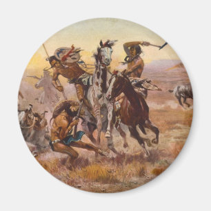 When Sioux and Blackfeet Met by Charles M. Russell Magnet