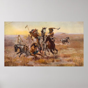 When Sioux and Blackfeet Met by Charles M. Russell Poster