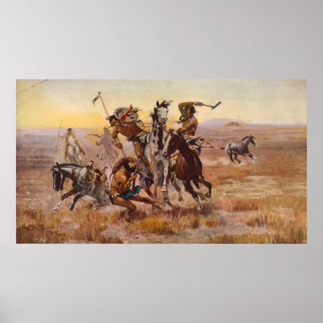 When Sioux and Blackfeet Met by Charles M. Russell Poster (Front)