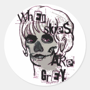 when skies are grey skeleton magnet keychain classic round sticker